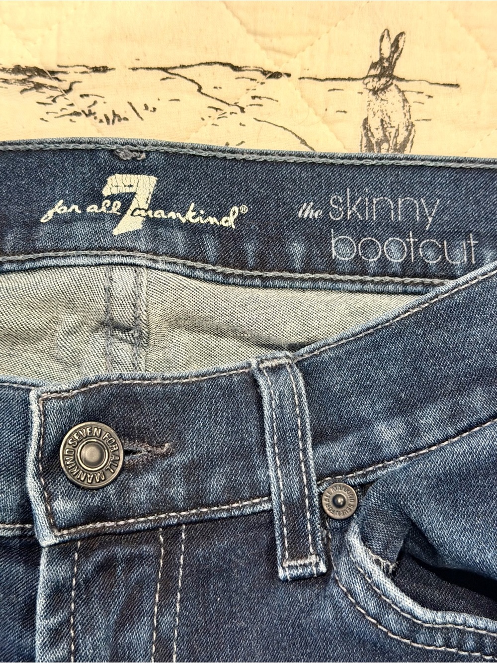 7 For All Mankind The Skinny Bootcut Jeans - Dark Blue Stretch - Size 24 - Picture 2 of 8